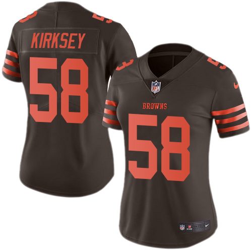 Nike Browns #58 Christian Kirksey Brown Women's Stitched NFL Limited Rush Jersey